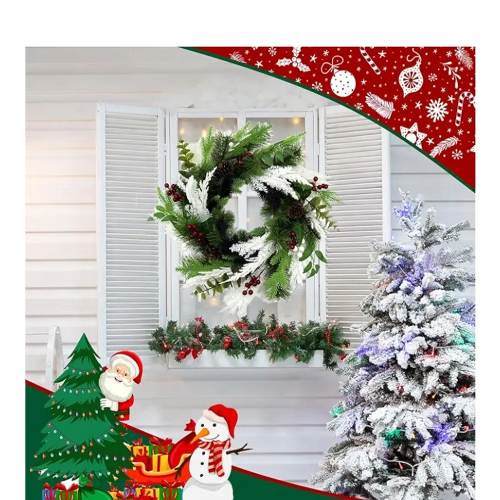 Festive Green and Red Holiday Wreath